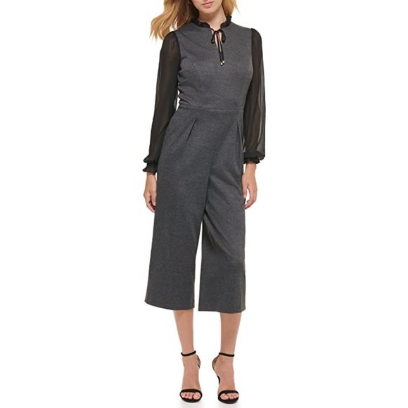 Tommy Hilfiger Pants - TOMMY HILFIGER Twofer Jumpsuit Sz 4 Herringbone Gray/Black NEW Straight Fit NWT